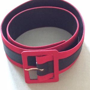 New Vintage Valentino Women Belt Black and Red